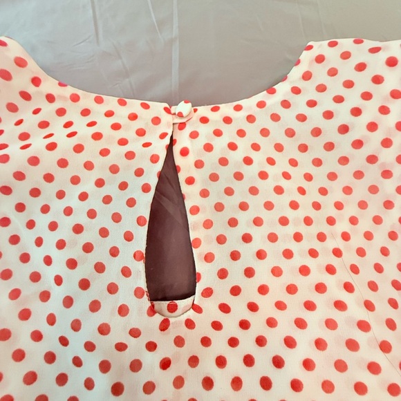 H&M Y2K Vintage White/Red Polka Dot Sleeveless Blouse w/ Tie Front Size 4/Small - Picture 7 of 12